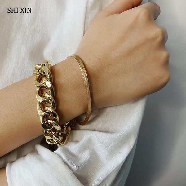 shixin hip hop 2 layered chunky chain bracelet female fashion punk gold color hand chain jewelry girls bracelets for women gifts, Black
shixin hip hop 2 layered chunky chain bracelet female fashion punk gold color hand chain jewelry girls bracelets for women gifts, Black