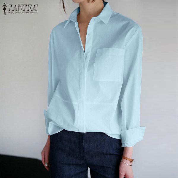 women's blouses & shirts elegant button spring blouse zanzea 2021 casual long sleeve tunic female lapel work blusas oversized solid, White
women's blouses & shirts elegant button spring blouse zanzea 2021 casual long sleeve tunic female lapel work blusas oversized solid, White