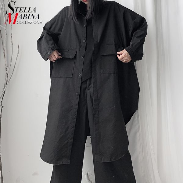 new 2019 korean style women solid black white long blouse shirt big pocket lady plus size feminine shirt chemise femme 1207b-11
new 2019 korean style women solid black white long blouse shirt big pocket lady plus size feminine shirt chemise femme 1207b-11