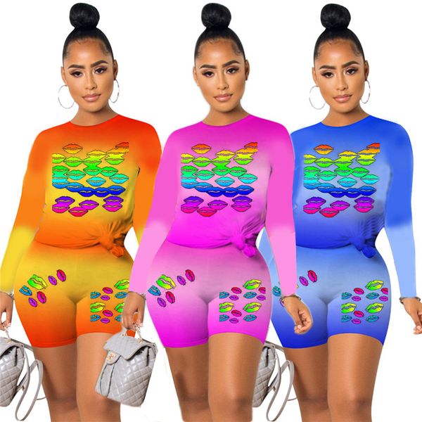 womens designer sports style suits lips pattern printed gradient color long sleeve shorts sets womens clothing 2 piece set, White
womens designer sports style suits lips pattern printed gradient color long sleeve shorts sets womens clothing 2 piece set, White