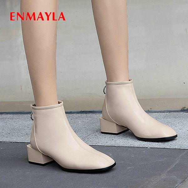enmayla 2020 red boots basic patent leather square heel winter boots women zip round toe short plush ankle for women 34-42, Black
enmayla 2020 red boots basic patent leather square heel winter boots women zip round toe short plush ankle for women 34-42, Black