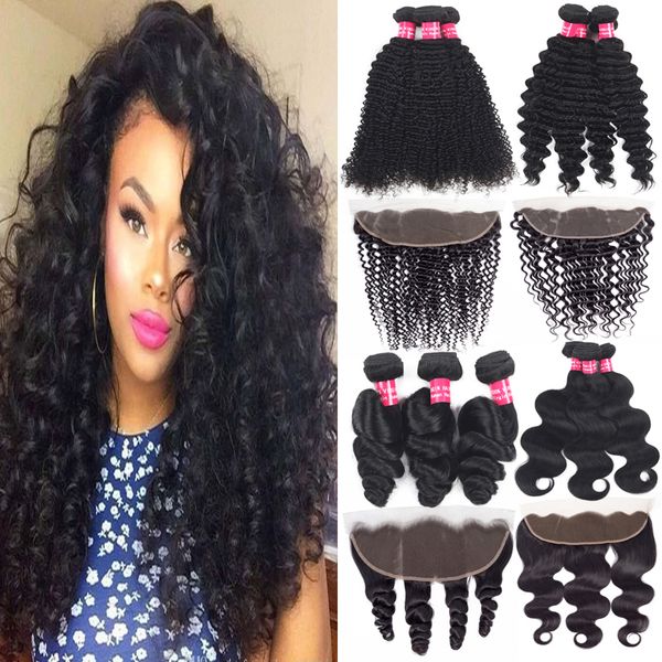 human hair extension wefts with closure 9a malaysian deep wave curly virgin hair bundles with 13 x 4 lace frontal closure hair weaves, Black;brown
human hair extension wefts with closure 9a malaysian deep wave curly virgin hair bundles with 13 x 4 lace frontal closure hair weaves, Black;brown