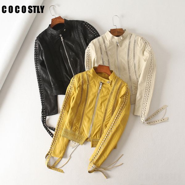 eyelet plaite sleeve leather jacket women punk black moto hollow out biker jacket chaqueta mujer straps abrigos mujer appare
eyelet plaite sleeve leather jacket women punk black moto hollow out biker jacket chaqueta mujer straps abrigos mujer appare