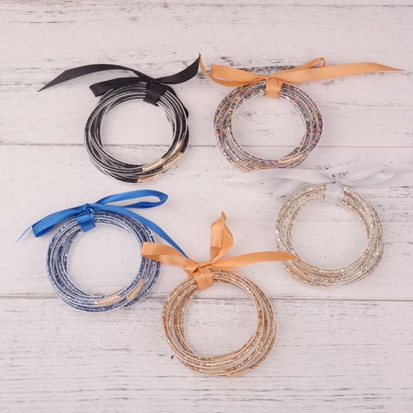 2019 new sequin silicone bracelet fashion glitter bangles set glitter filled silicone all weather summer bracelets 5pcs/set, Black
2019 new sequin silicone bracelet fashion glitter bangles set glitter filled silicone all weather summer bracelets 5pcs/set, Black