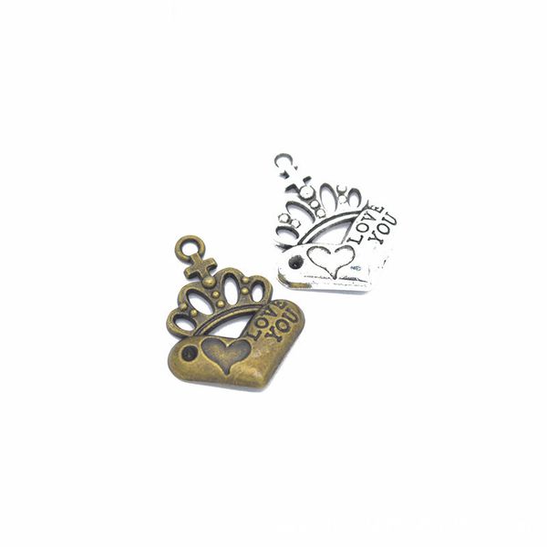 bulk 300pcs/lot love you heart crown charms pendant antique silver tone & antique bronze color 18x23mm, Bronze;silver
bulk 300pcs/lot love you heart crown charms pendant antique silver tone & antique bronze color 18x23mm, Bronze;silver