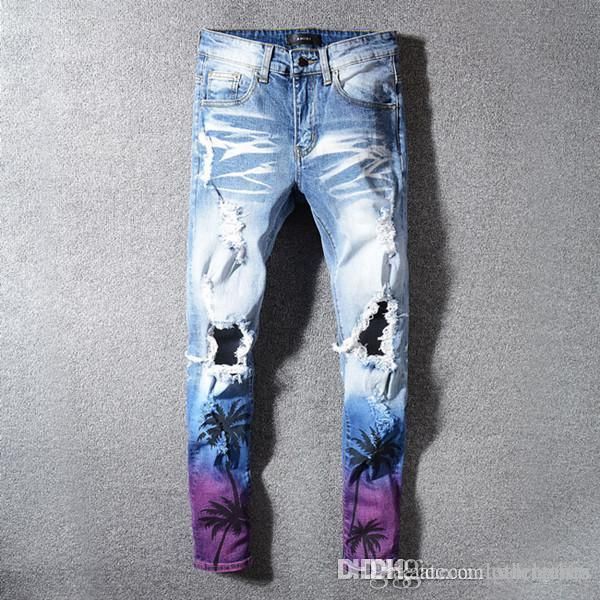 2020 designer jeans spring new men's paint hole style luxury jeans denim pants slim fit casual pencil purple brand jeans luxury pants, Blue
2020 designer jeans spring new men's paint hole style luxury jeans denim pants slim fit casual pencil purple brand jeans luxury pants, Blue