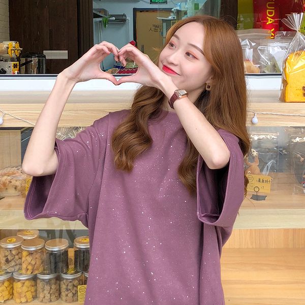 european goods large version of short-sleeved women's t-shirt 2020 new korean loose loose wild ins tide t shirt, White 
european goods large version of short-sleeved women's t-shirt 2020 new korean loose loose wild ins tide t shirt, White