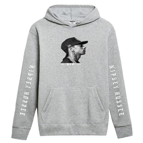 spring autumn fleece rap hiphop casual sweatshirts nipsey hussle hoodies, Black