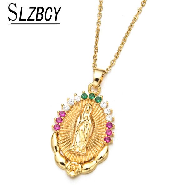 cubic zirconia virgin mary pendant necklaces gold color stainless steel rhinestone collier choker for women religious jewelry, Silver
cubic zirconia virgin mary pendant necklaces gold color stainless steel rhinestone collier choker for women religious jewelry, Silver