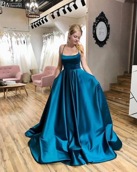 simple elegant formal evening dress 2019 backless evening gowns with pockets teal satin prom dresses long, White;black
simple elegant formal evening dress 2019 backless evening gowns with pockets teal satin prom dresses long, White;black