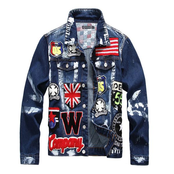 hip hop men's flag letters patch design painted denim jacket slim fit skull badge patchwork long sleeve jean coat outerwear, Black;brown
hip hop men's flag letters patch design painted denim jacket slim fit skull badge patchwork long sleeve jean coat outerwear, Black;brown