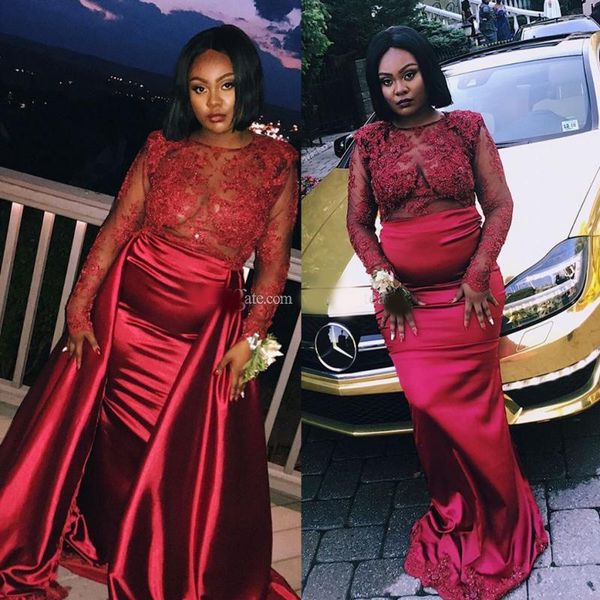 chic lace long sleeves prom dresses with detachable train sheer jewel neck beaded black girls party dress satin appliqued evening gowns
chic lace long sleeves prom dresses with detachable train sheer jewel neck beaded black girls party dress satin appliqued evening gowns