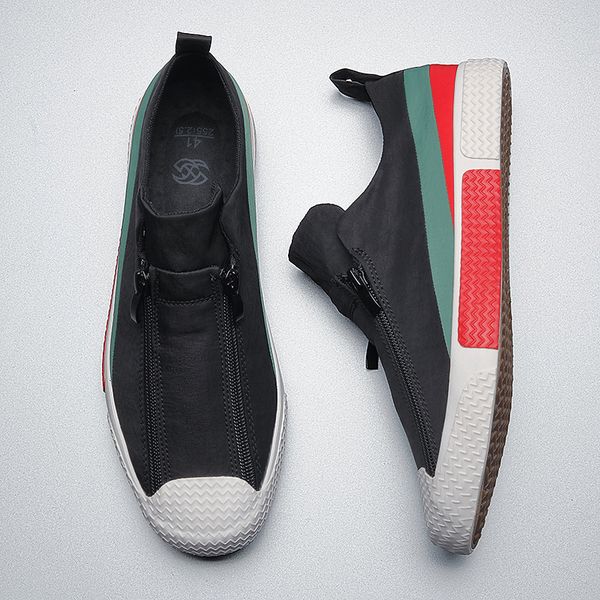 british fashion men's vulcanized canvas shoes 2020 spring new casual lazy loafer shoes men's trend two zip sneaker shoes t200413, Black
british fashion men's vulcanized canvas shoes 2020 spring new casual lazy loafer shoes men's trend two zip sneaker shoes t200413, Black
