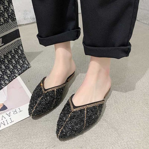sparkling pointed toe flat slippers women sequin mules shoes summer fashion outer wear v mouth slippers zapatos mujer 2020, Black
sparkling pointed toe flat slippers women sequin mules shoes summer fashion outer wear v mouth slippers zapatos mujer 2020, Black