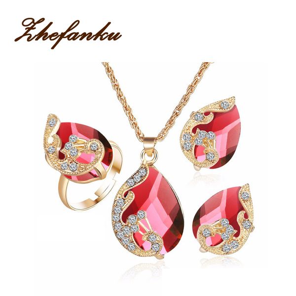 wholesale gold color austrian peacock three-piece crystal zircon water drop pendant necklace earring ring set female bijouterie, Silver
wholesale gold color austrian peacock three-piece crystal zircon water drop pendant necklace earring ring set female bijouterie, Silver