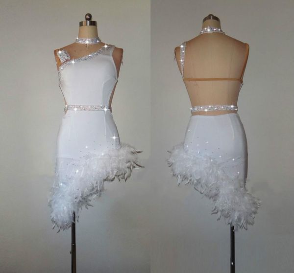 white feather latin dance dress for women high-end custom shiny rhinestones stage ballroom compete feminine costumes, Black;red
white feather latin dance dress for women high-end custom shiny rhinestones stage ballroom compete feminine costumes, Black;red