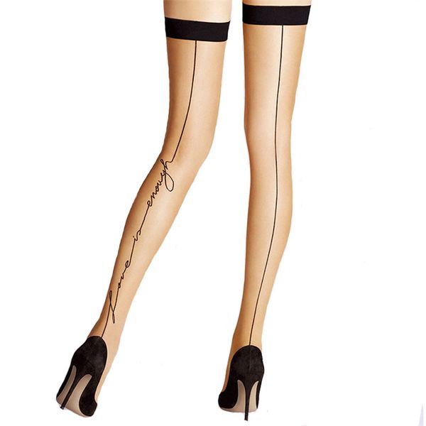 new women's black line letter nylon tights thin stockings for women valentine sheer stockings, Black;white
new women's black line letter nylon tights thin stockings for women valentine sheer stockings, Black;white