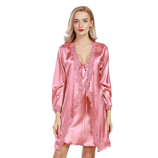 new style imitated silk fabric women's robes spring women's cardigan robe set lace-up sleepwear factory di, Black;red
new style imitated silk fabric women's robes spring women's cardigan robe set lace-up sleepwear factory di, Black;red