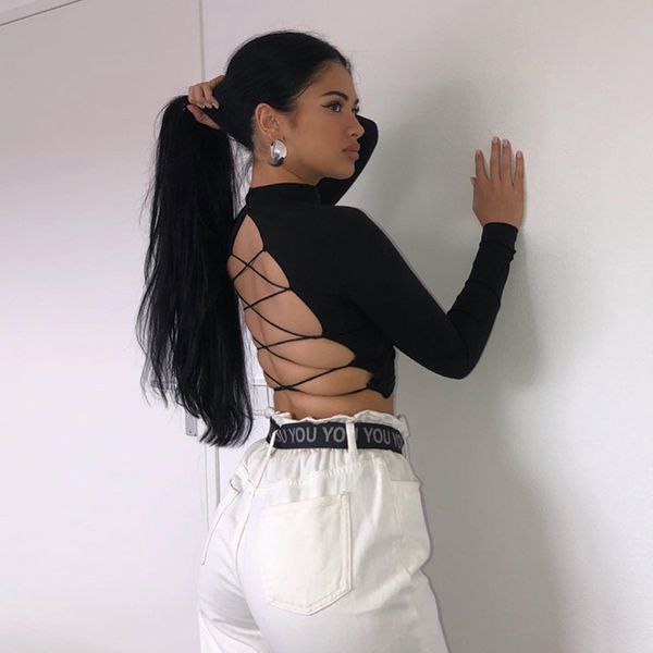 womon cotton hollow out tshirt bandage backless long sleeve harajuku slim bodycon streetwear knitted tees, White
womon cotton hollow out tshirt bandage backless long sleeve harajuku slim bodycon streetwear knitted tees, White