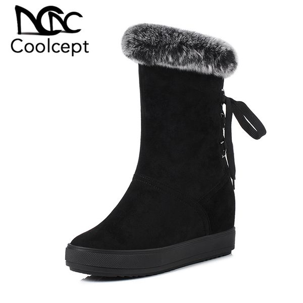 coolcept 2020 winter warm plush women mid calf boots lace up height increasing shoes simple black boots women shoes size 34-40
coolcept 2020 winter warm plush women mid calf boots lace up height increasing shoes simple black boots women shoes size 34-40