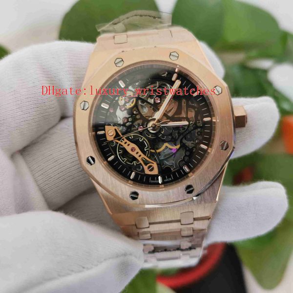 excellent wristwatches watch 41mm offshore 15407or.oo.1220or.01 skeleton 18k rose gold transparent mechanical automatic mens men's watc, Slivery;brown
excellent wristwatches watch 41mm offshore 15407or.oo.1220or.01 skeleton 18k rose gold transparent mechanical automatic mens men's watc, Slivery;brown