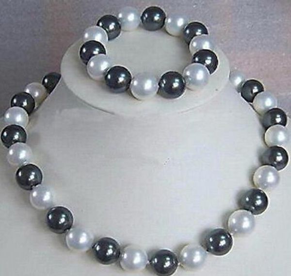 genuine 6-16mm black white south sea shell pearl necklace + bracelet a jewel set, Silver
genuine 6-16mm black white south sea shell pearl necklace + bracelet a jewel set, Silver