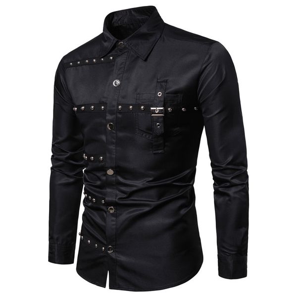 spring mens rivet shirts mens turn down collar night club shirts fashion panelled long sleeve mens clothing, White;black
spring mens rivet shirts mens turn down collar night club shirts fashion panelled long sleeve mens clothing, White;black