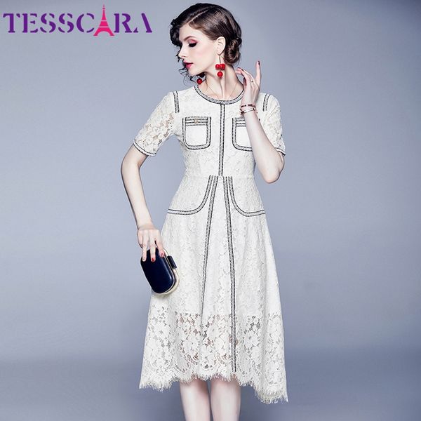 tessara women summer elegant white lace dress festa long office cocktail party robe femme designer casual vestidos, Black;gray
tessara women summer elegant white lace dress festa long office cocktail party robe femme designer casual vestidos, Black;gray