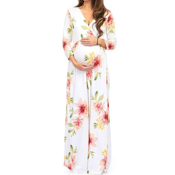 maternity dress women floral print v-neck long dress pregnant casual clothes breastfeeding skirt, White
maternity dress women floral print v-neck long dress pregnant casual clothes breastfeeding skirt, White