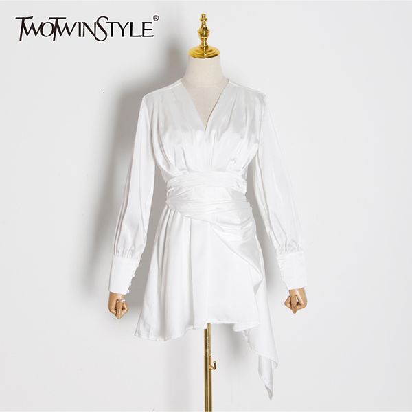 twotwinstyle casual asymmetrical women's dress v neck lantern long sleeve high waist lace up dresses female 2019 fashion clothes, White;pink
twotwinstyle casual asymmetrical women's dress v neck lantern long sleeve high waist lace up dresses female 2019 fashion clothes, White;pink