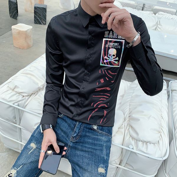 skulls printing casual men shirt long sleeve slim fit shirts men dress camisa masculina streetwear social chemise homme, White;black
skulls printing casual men shirt long sleeve slim fit shirts men dress camisa masculina streetwear social chemise homme, White;black