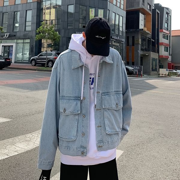 autumn new denim jacket men fashion washed solid color casual large pocket denim jacket streetwear hip hop loose bomber, Black;brown
autumn new denim jacket men fashion washed solid color casual large pocket denim jacket streetwear hip hop loose bomber, Black;brown