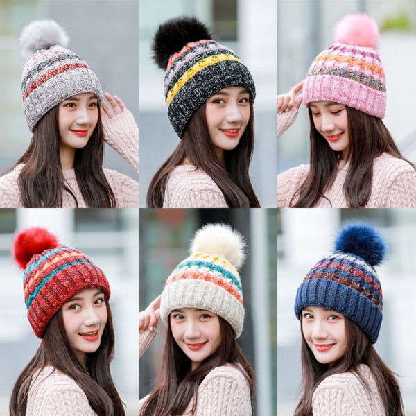 winter velvet lining thickening beanies hats with hairy ball sleeve head knitted hat multi color creative caps for women gift, Blue;gray
winter velvet lining thickening beanies hats with hairy ball sleeve head knitted hat multi color creative caps for women gift, Blue;gray