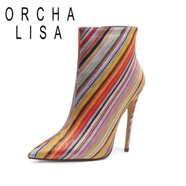 orcha lisa woman novelty ankle boots pointed toe 12cm thin high heels patent leather zipper rainbow big size 34-45 leisure c1787, Black
orcha lisa woman novelty ankle boots pointed toe 12cm thin high heels patent leather zipper rainbow big size 34-45 leisure c1787, Black
