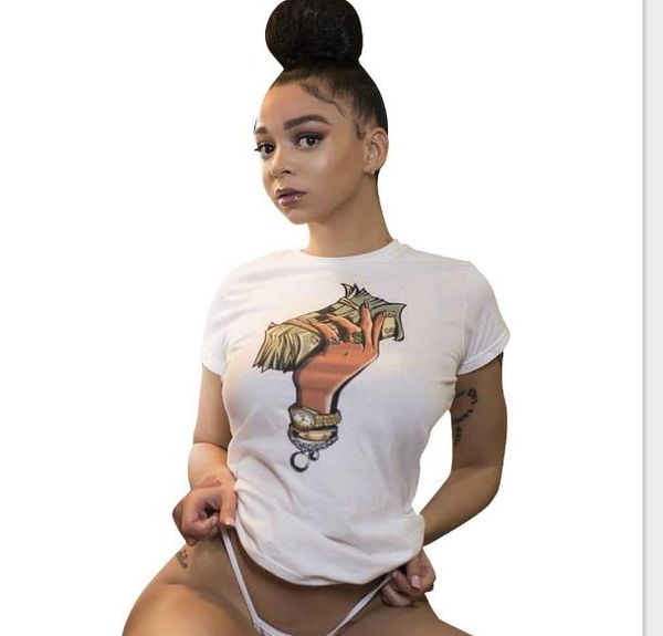 women ins tshirts summer designer dollar printed fashion street tees female clothing, White
women ins tshirts summer designer dollar printed fashion street tees female clothing, White