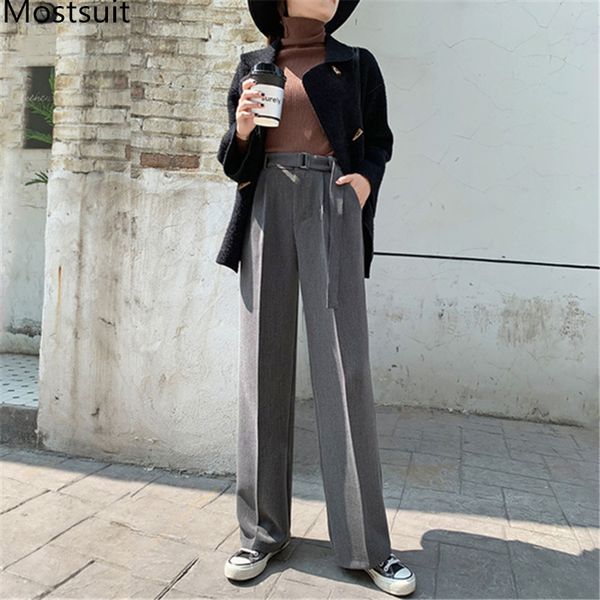 2019 autumn winter high waist straight wide leg pants trousers with belt women office lady suit pant female long trousers femme, Black;white
2019 autumn winter high waist straight wide leg pants trousers with belt women office lady suit pant female long trousers femme, Black;white