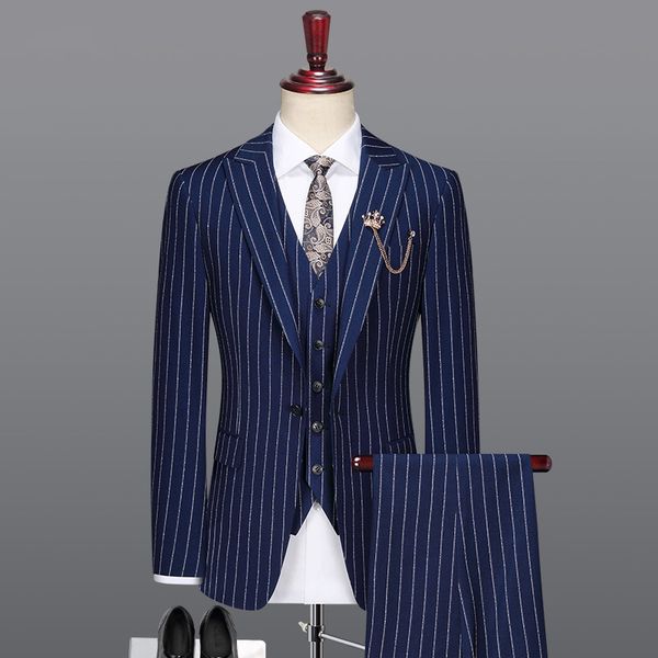 men suit deep blue striped casual mens suits with pants vests wedding suits for men father day gift 6xl slim fit plus size 58, White;black
men suit deep blue striped casual mens suits with pants vests wedding suits for men father day gift 6xl slim fit plus size 58, White;black