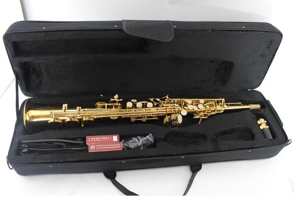 

suzuki сопрано саксофон новая прямая труба b flat sax латунь золото лак sax с рупором аксессуары
