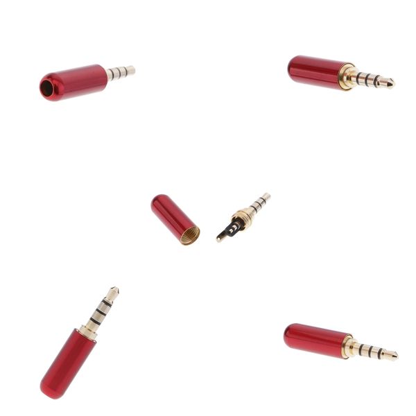 5x 3.5mm 1/8" trrs 4 pole male plug a/v solder connector red
5x 3.5mm 1/8" trrs 4 pole male plug a/v solder connector red