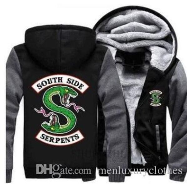 south side serpents письма дизайнерская куртка пальто rivalde толстая зимняя одежда с капюшоном, Black;brown