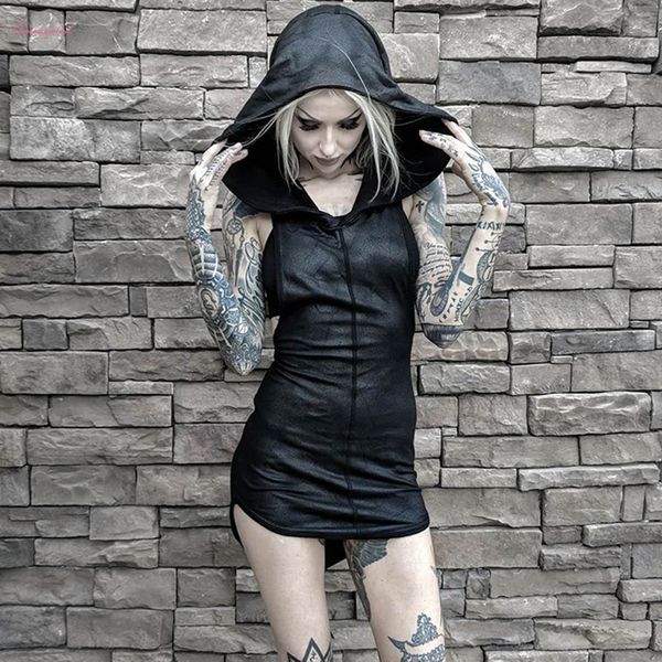 women mini dresses black chic gothic bodycon hooded plain asymmetric split female party punk short club dresses, Black;gray
women mini dresses black chic gothic bodycon hooded plain asymmetric split female party punk short club dresses, Black;gray