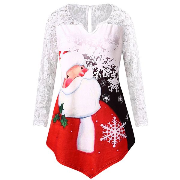 christmas women blouse winter clothes santa claus print lace tunic tee shirt long sleeve haut femmes mode bluzki damskie, White
christmas women blouse winter clothes santa claus print lace tunic tee shirt long sleeve haut femmes mode bluzki damskie, White