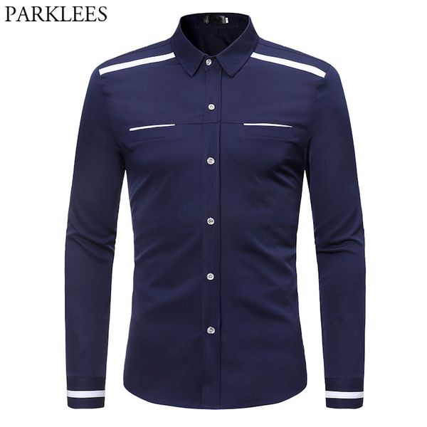 mens soft stripe shirt casual slim fit contrast color mens navy blue button down dress shirts hip hop chemise homme usa size xl, White;black
mens soft stripe shirt casual slim fit contrast color mens navy blue button down dress shirts hip hop chemise homme usa size xl, White;black