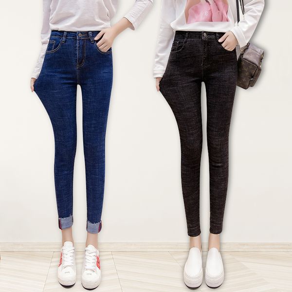 jeans and women's pants spring and autumn straight straight thin feet high waist tight nine points, Blue
jeans and women's pants spring and autumn straight straight thin feet high waist tight nine points, Blue