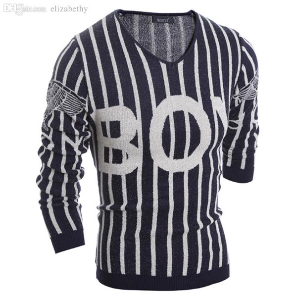 wholesale-classic mens striped sweater pattern letter v-neck casual mens jumpers sweater male pullover designer mens knitted sweaters 9019, White;black
wholesale-classic mens striped sweater pattern letter v-neck casual mens jumpers sweater male pullover designer mens knitted sweaters 9019, White;black