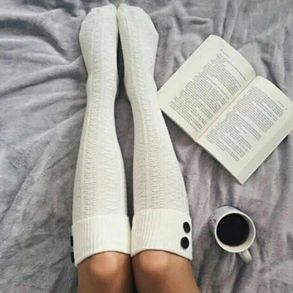 fashion button loose knitted stocking cute solid colors stocking warm thigh high above the knee ladies stockings for students, Black;white
fashion button loose knitted stocking cute solid colors stocking warm thigh high above the knee ladies stockings for students, Black;white