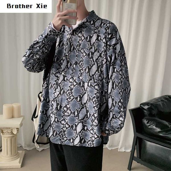casual shirt men's fashion snake print vintage shirt loose long sleeve male streetwear wild society men's dress, White;black
casual shirt men's fashion snake print vintage shirt loose long sleeve male streetwear wild society men's dress, White;black