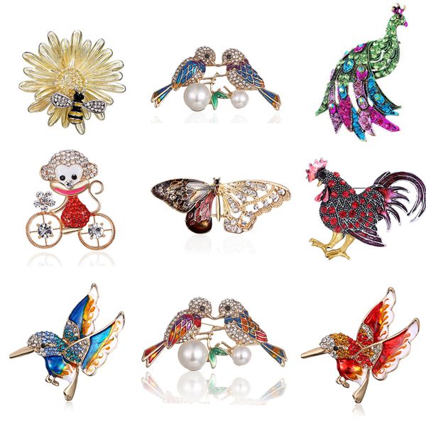 2019 enamel peacock lovebird rooster bee cute monkey brooches men women's metal rhinestone animals banquet wedding brooch gifts 10pcs/l, Gray
2019 enamel peacock lovebird rooster bee cute monkey brooches men women's metal rhinestone animals banquet wedding brooch gifts 10pcs/l, Gray