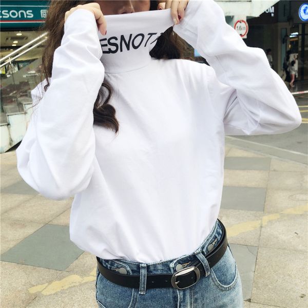 high collar base shirt women's 18 autumn and winter new style lettered white underwear long-sleeved t-shirt warm velvet hoodie
high collar base shirt women's 18 autumn and winter new style lettered white underwear long-sleeved t-shirt warm velvet hoodie