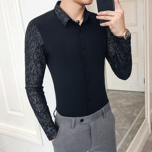 solid men shirt simple casual business dress shirts men formal wear shine long sleeve patchwork social male shirt, White;black
solid men shirt simple casual business dress shirts men formal wear shine long sleeve patchwork social male shirt, White;black